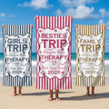 Toalla de playa de gran tamaño de secado rápido personalizada con nombre Fiesta en la playa de verano Regalo de cumpleaños para mujeres Familia Amigos