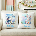 Funda de cojín personalizada con nombre e inicial de conejito en forma de nube para decoración de hogar Regalo para fiesta de Pascua para niños