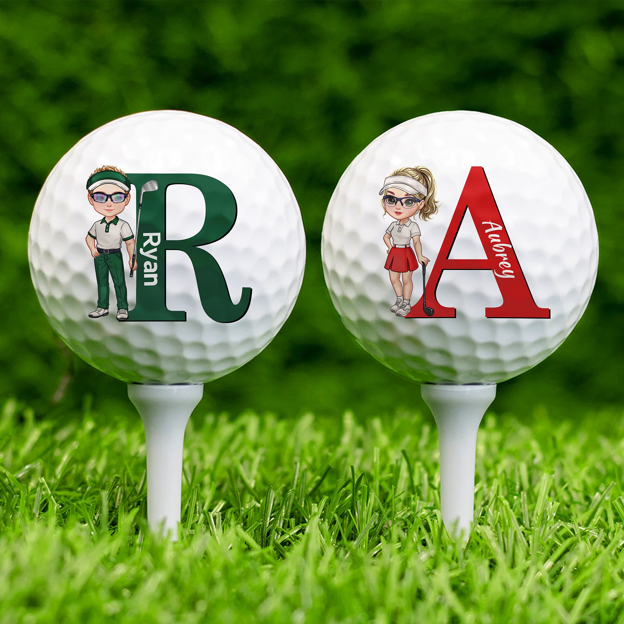 Pelota de Golf Personalizada de Personaje de Dibujo Animado con Nombre e Inicial Cumpleaños Deportes Día del Juego Regalo para Jugadores de Golf