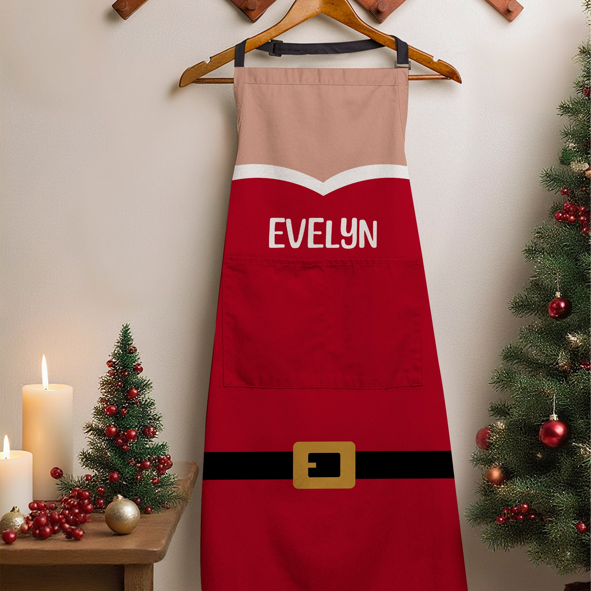 Delantal impermeable personalizado con el nombre de Papá Noel Cinturón Ropa de cocina Cocinar Hornear Regalo de Navidad para la familia panadero