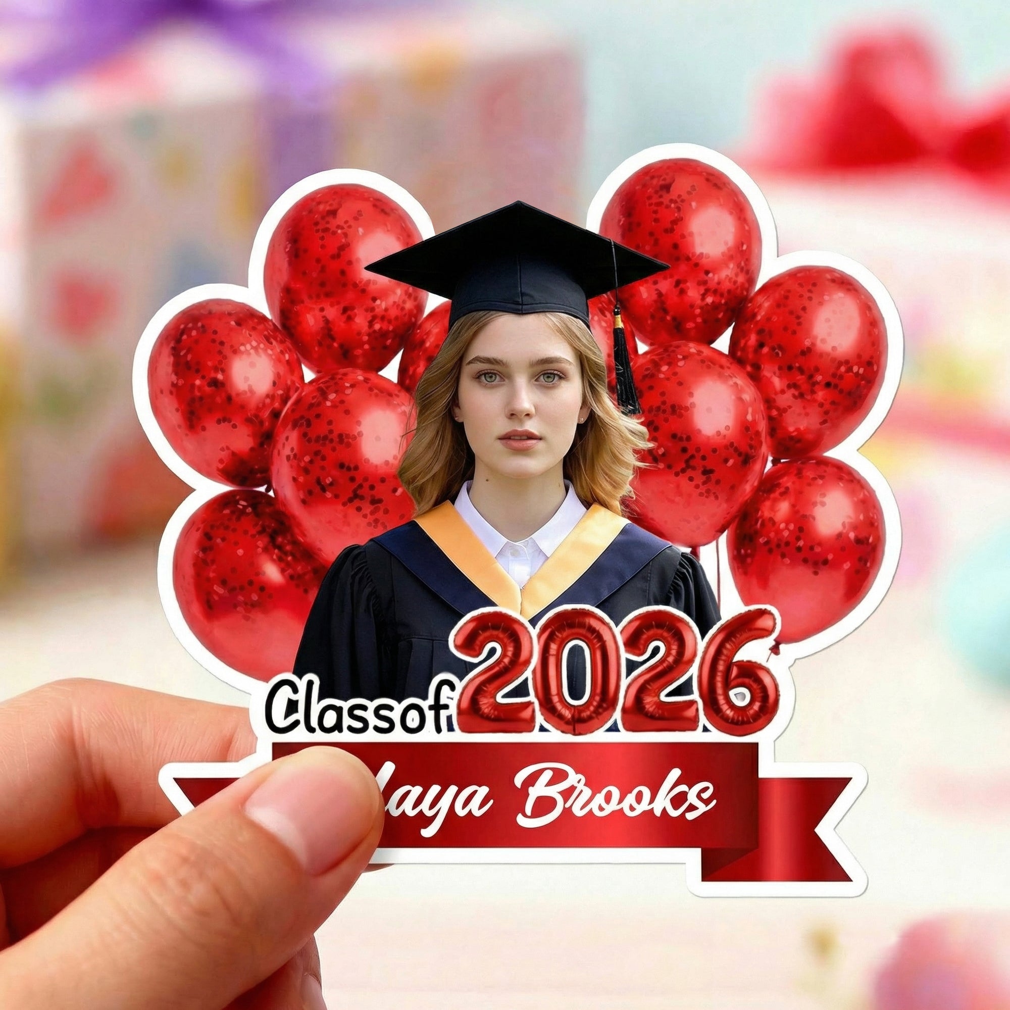 Globos Personalizados Cinta Graduación Foto Pegatina con Nombre Ceremonia de Graduación Fiesta Regalo para Graduados