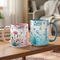 Taza de Cerámica Personalizada con Nombre Flor de Nacimiento Uso Diario Cumpleaños Aniversario Día de la Madre Regalo para Mamá Mujer