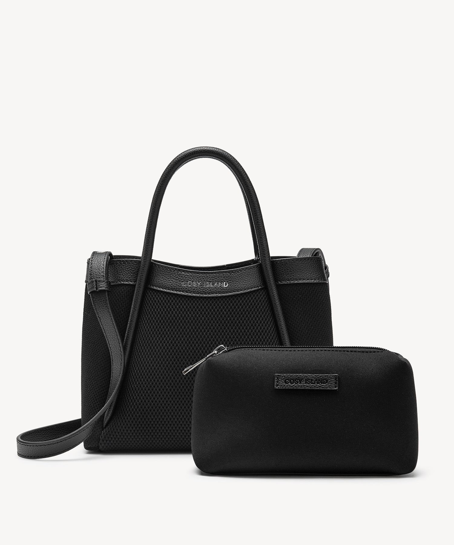 2 Pcs Set Top Handle  Bags - Black / S