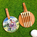 Personalizada acuarela personaje de dibujos animados ajustable de cuero PU Golf Tee titular de la etiqueta de la bolsa con el nombre de cumpleaños Regalo de Navidad para las mujeres golfistas