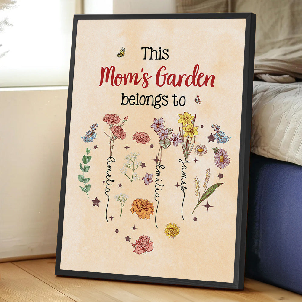 Personalizado Corazón Nacimiento Flor Jardín Familia Póster Sin Marco Pintura con 1-12 Nombres Decoración del Hogar Cumpleaños Día de la Madre Regalo para Mamá Abuela