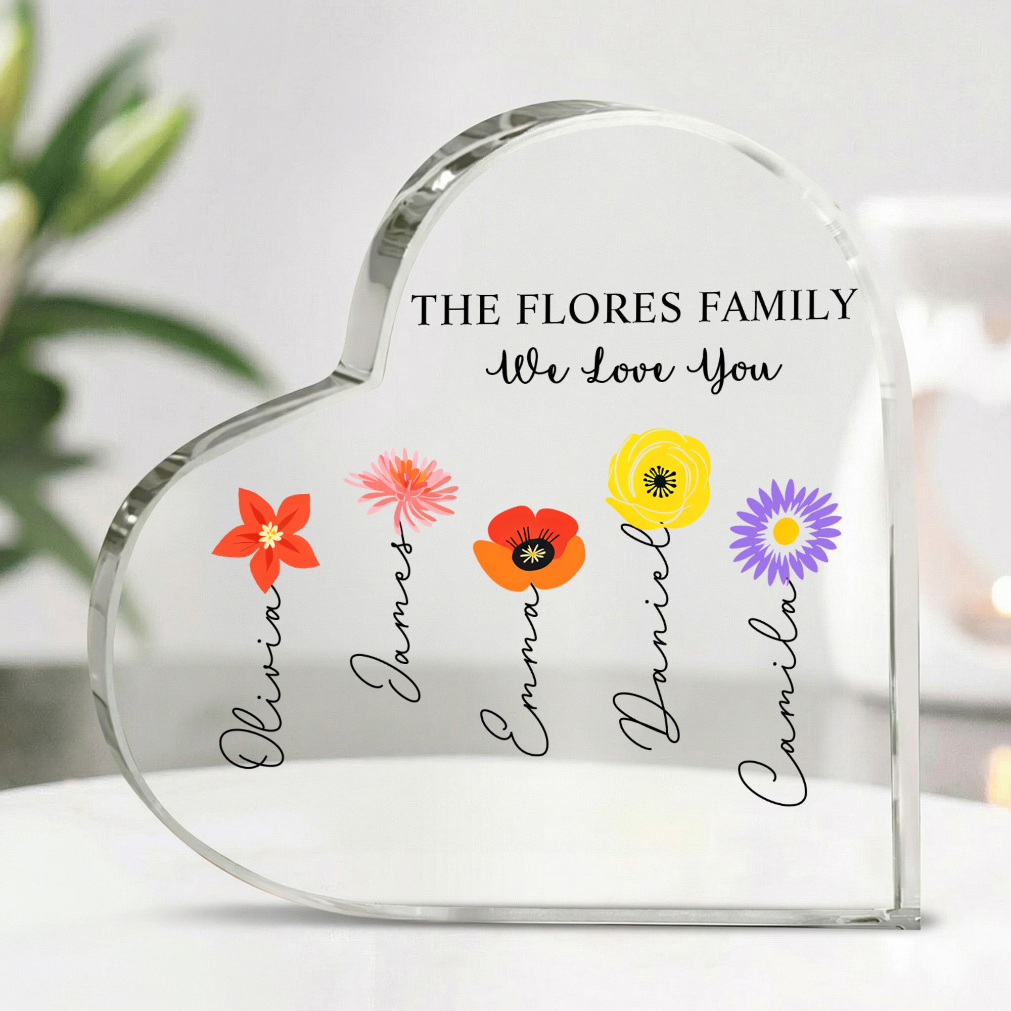 Placa acrílica personalizada en forma de corazón con 1-12 nombres, título y texto Decoración de la habitación Regalo del Día de la Madre para la abuela y la madre