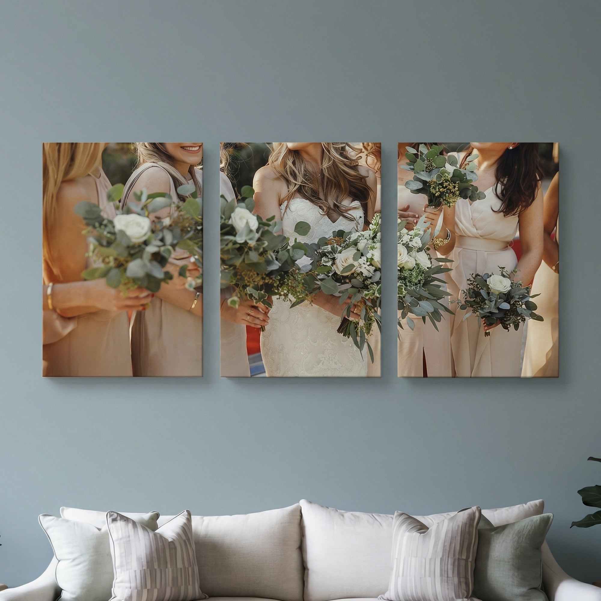 Personalizado Cálido Minimalista 3-Piezas Foto Split Lienzo Impresiones Inauguración de la casa Regalo de aniversario para parejas