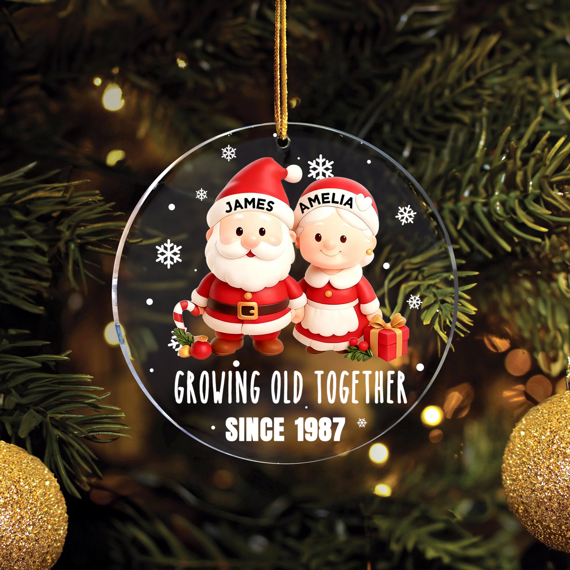 Personalizada de Navidad Pareja Envejecer Juntos Acrílico Ornamento Árbol Decoración Regalo de Navidad para Pareja