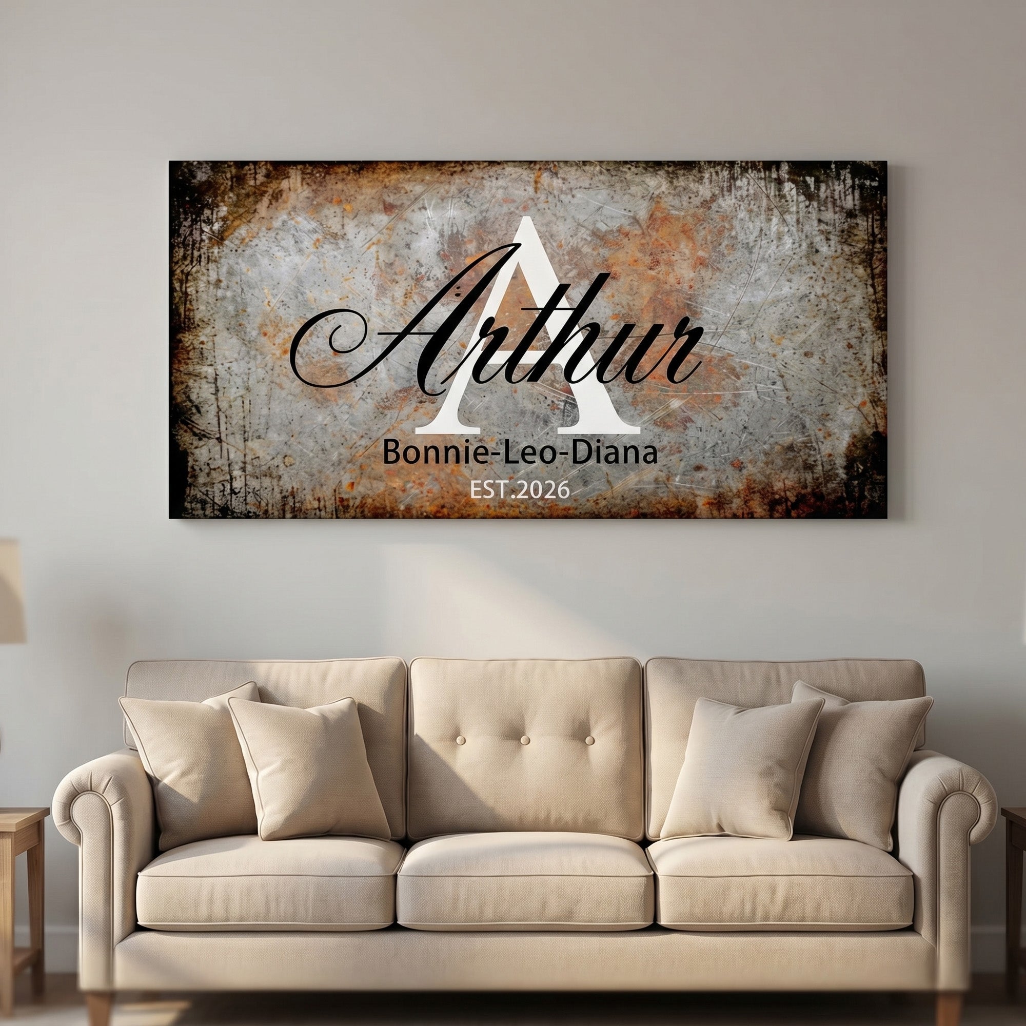 Signo de Familia Personalizado Acuarela Pinturas de Lienzo con Nombre Ship from USA Arte de Pared Decoración del Hogar Regalo de inauguración de la casa para la familia