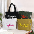Bolsa de pana personalizada multicolor de gran capacidad con nombre enrollado Regalo esencial de cumpleaños para mujer