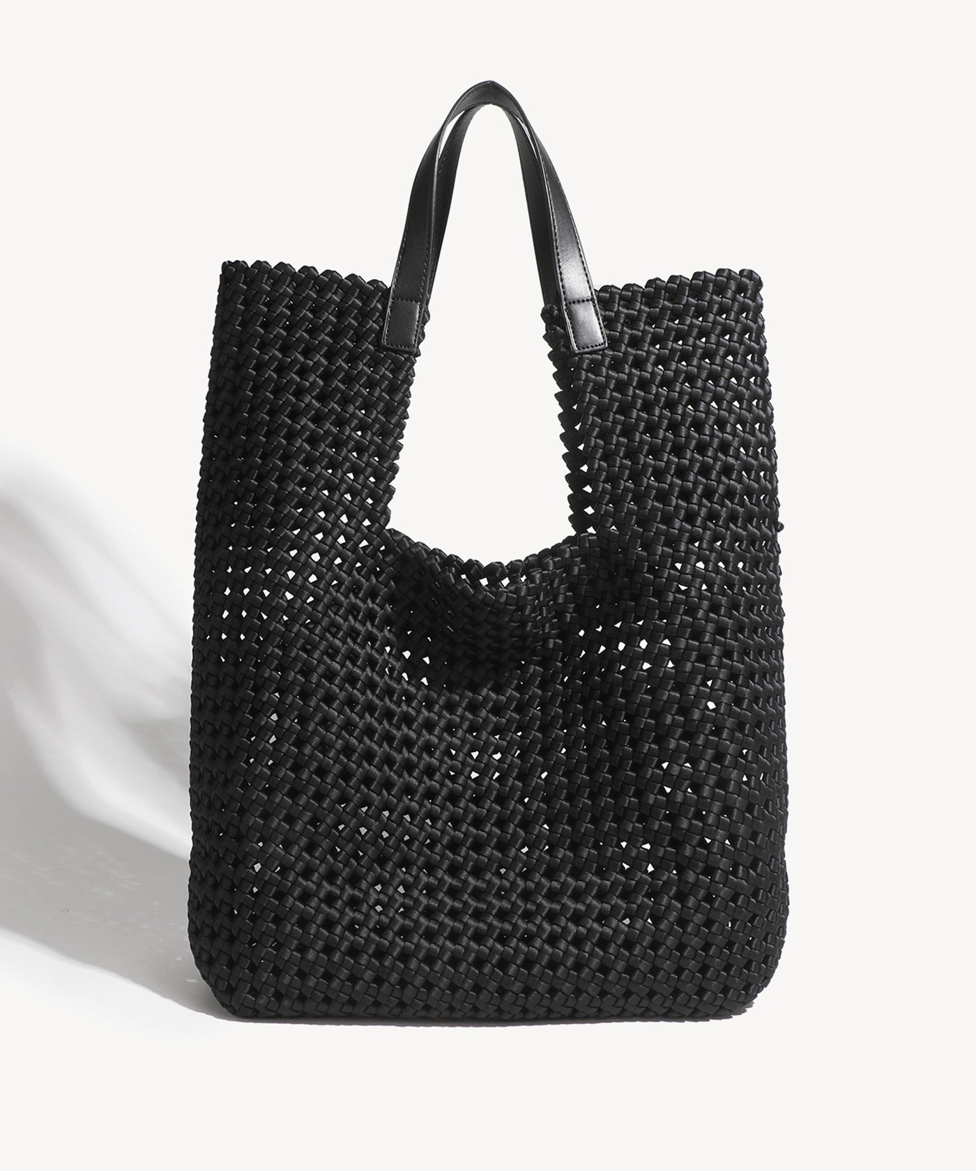 2 PCs Set Woven Large Handle Bag - Black / F