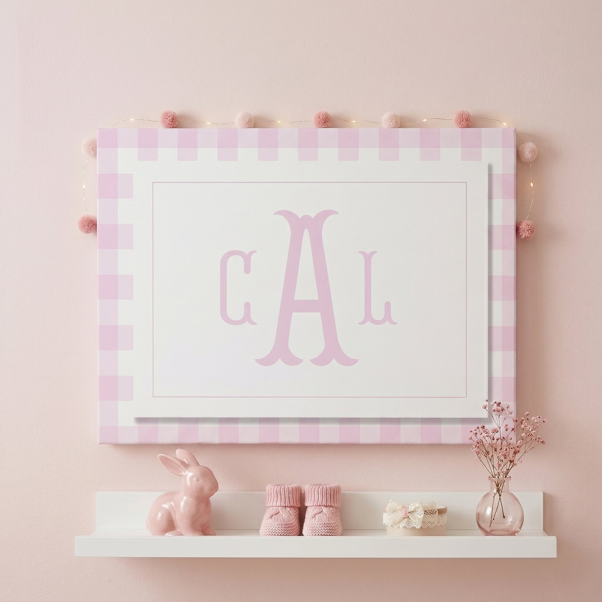 Personalizado minimalista a cuadros Monograma Lienzo Impresiones inauguración de la casa Regalo de bautismo para los nuevos padres