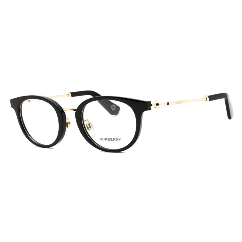 Burberry BE2413D3001 Mixed-Material Round Eyeglasses — Black