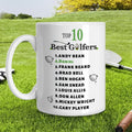 Personalizado Divertido Top 10 Golfistas 11 oz Taza de café de cerámica con nombre Día del Juego Cumpleaños Regalo para Golf Lover Marido Papá