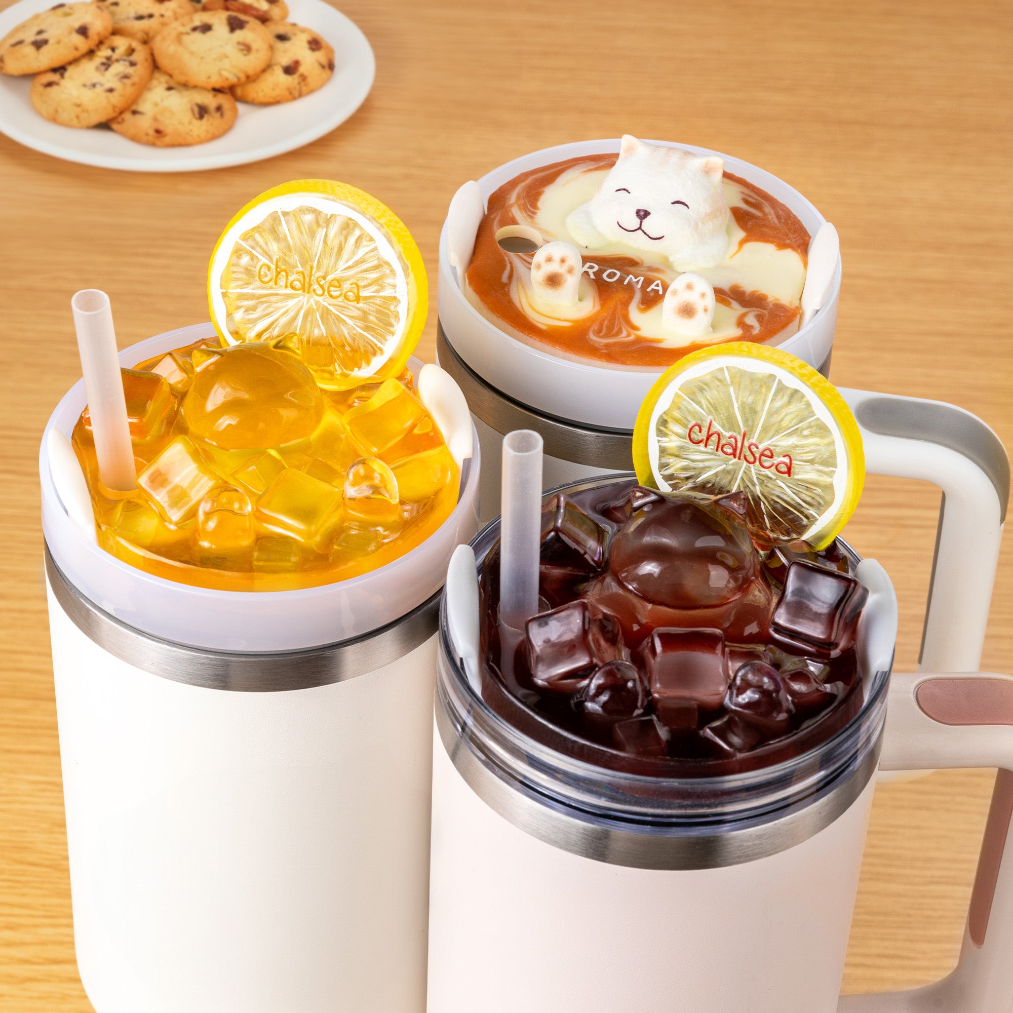 Café Cola Naranja Jugo Gato Taza Personalizada Tapa para Stanley con Nombre Cumpleaños Regalo de Navidad para Dueño Amante de Gato
