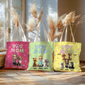 Personalizada 3D Cartoon Personaje y 1-4 Perros Multicolor Bolsa de Lona con Nombre Aniversario Cumpleaños Regalo para Amigos Familia Amantes de las Mascotas