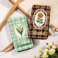 Personalizado Exquisito Vintage Plaid Nacimiento Flor Multi-Compartimiento PU Cartera de cuero con nombre Día de la Madre Cumpleaños Regalo para Mamá Abuela