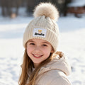 Gorro de punto suave con nombre, personaje de dibujos animados personalizado, accesorio de invierno, regalo de cumpleaños para niños y niñas