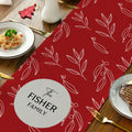 Camino de Mesa Personalizado Christmas Foliage con Nombre de Familia Decoración del Hogar Regalo de Navidad para Amigos de la Familia