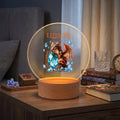 Dragón personalizado piedra de nacimiento de acrílico LED de luz de noche con base de madera y el nombre de la guardería Decoración Baby Shower Cumpleaños de regalo para los niños