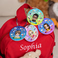 Etiqueta acrílica personalizada para bolso con nombre de un simpático personaje de dibujos animados Regalo diario de vuelta al cole para niños Niñas
