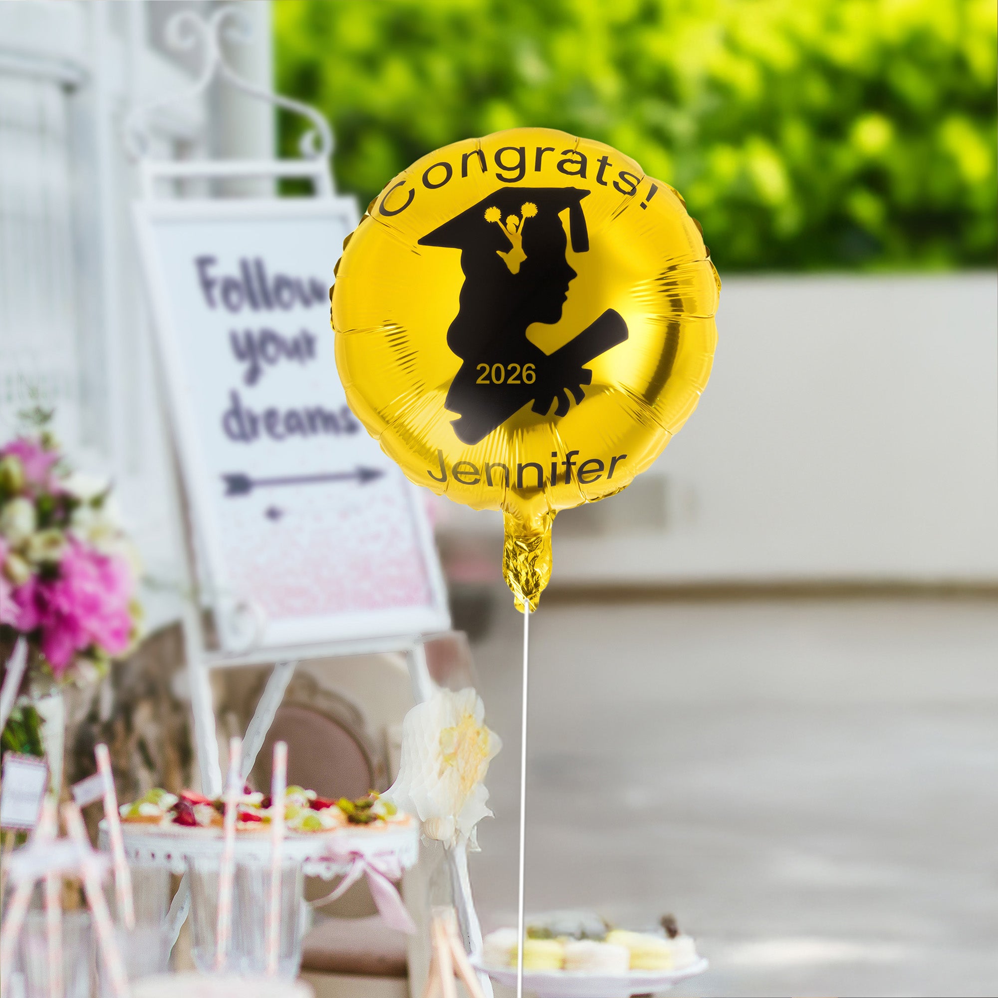 Gorro de Graduación Personalizado Silueta Béisbol Voleibol Deportes Papel de Aluminio Globo con Texto y Año Productos para Fiestas Regalo de Graduación para Graduados