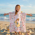 Toalla de playa con capucha para niños, de secado rápido y suave, personalizada con el nombre Vacaciones de verano Regalo esencial de cumpleaños para niños Niñas
