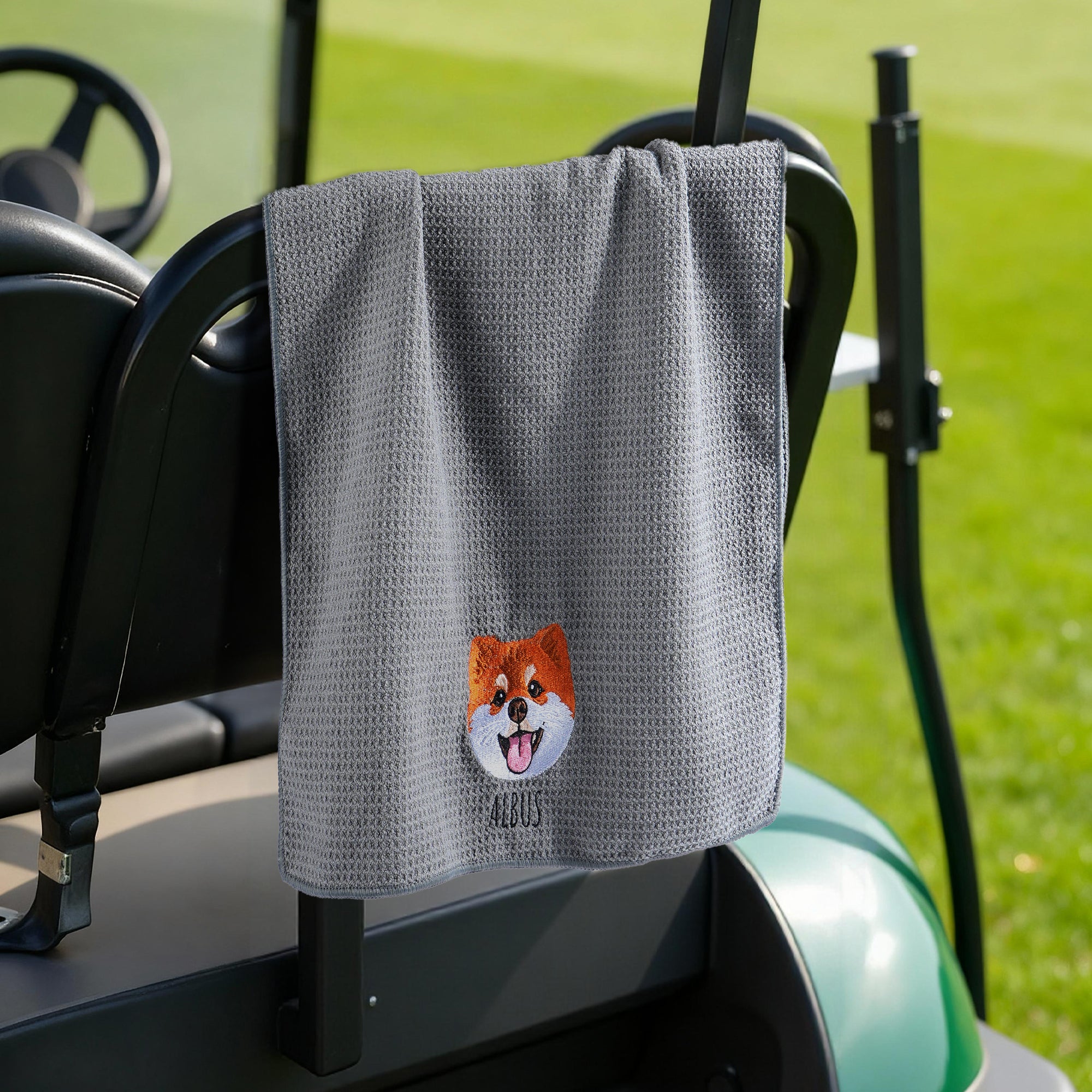 Personalizado Multicolor 100% Algodón Bordado Cara Mascota Toalla de Golf con Nombre Golf Día de Juego Cumpleaños Regalo para Jugador de Golf Amante