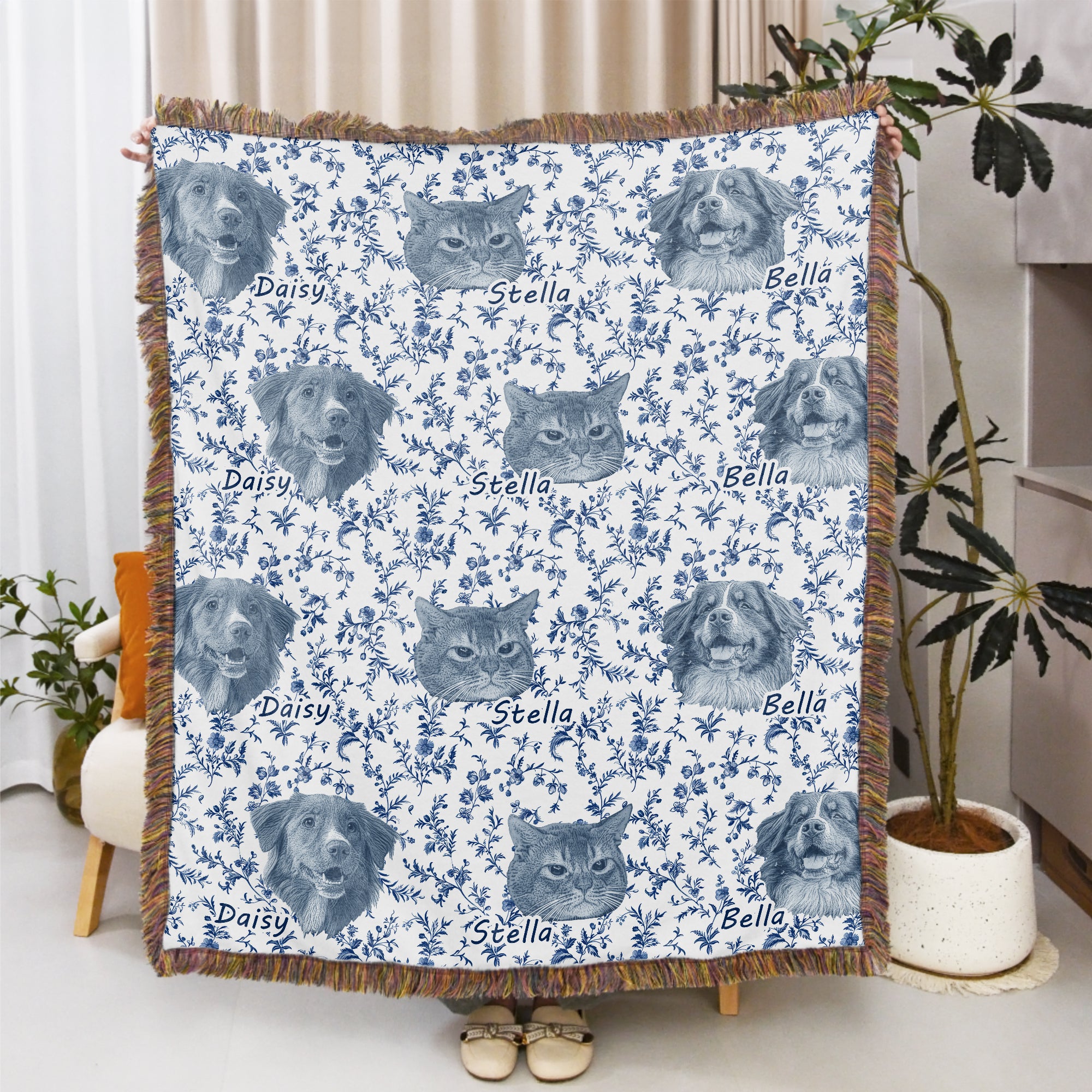 Personalizada Floral Foto Mascota Suave Borla Manta con Nombre Decoración del Hogar Navidad Cumpleaños Regalo para Pet Lover