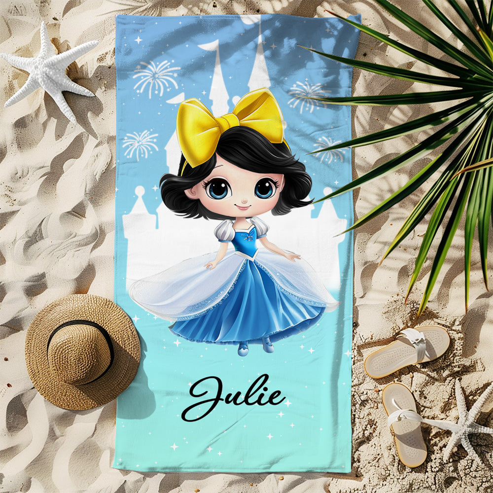 Toalla de playa de microfibra de secado rápido personalizada con dibujos animados del castillo de la princesa, esencial para viajes de verano Regalo de cumpleaños para niñas en el Día del Niño