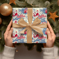 Papel de envolver personalizado Toile De Jouy Santa Claus con nombre Regalo de Navidad para amigos de la familia