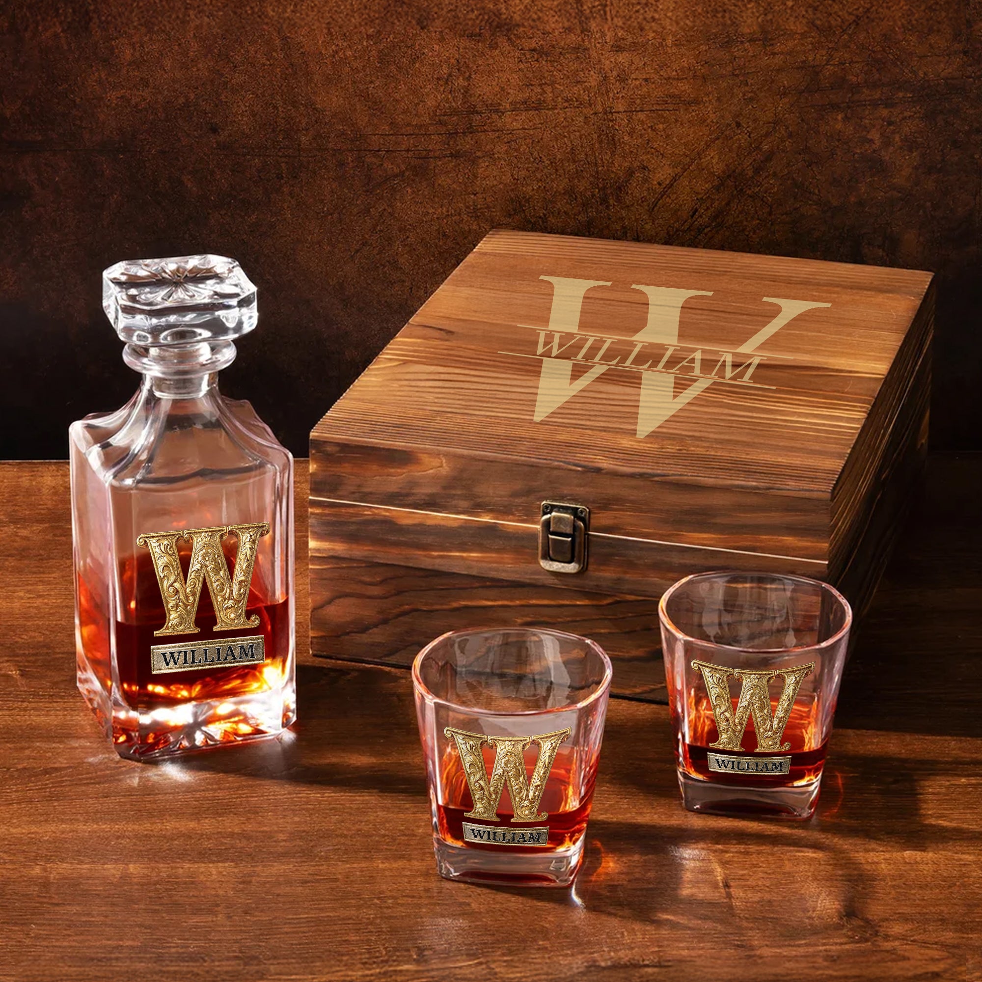 Decantador de whisky personalizado con iniciales vintage y nombre Día del Padre Aniversario Regalo para papá Marido Barman
