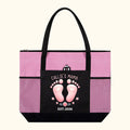 Personalizado lindo rosa azul bebé huella bolsa de asas con el nombre y el año Baby Shower regalo de cumpleaños para el bebé nueva mamá