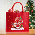 Personalizado lindo sombrero de Santa Animal acebo inicial grande bolsa de yute con nombre Navidad fiesta regalo para niños familia amigos