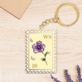 Llavero personalizado de acrílico con sello efecto esmalte de flor de nacimiento con nombre Cumpleaños San Valentín Regalo para mejor amiga Madre