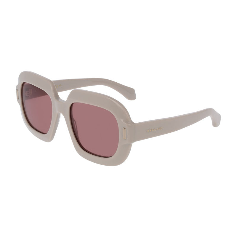 Ferragamo SF2068SE Square Acetate Frame Sunglasses — Cream