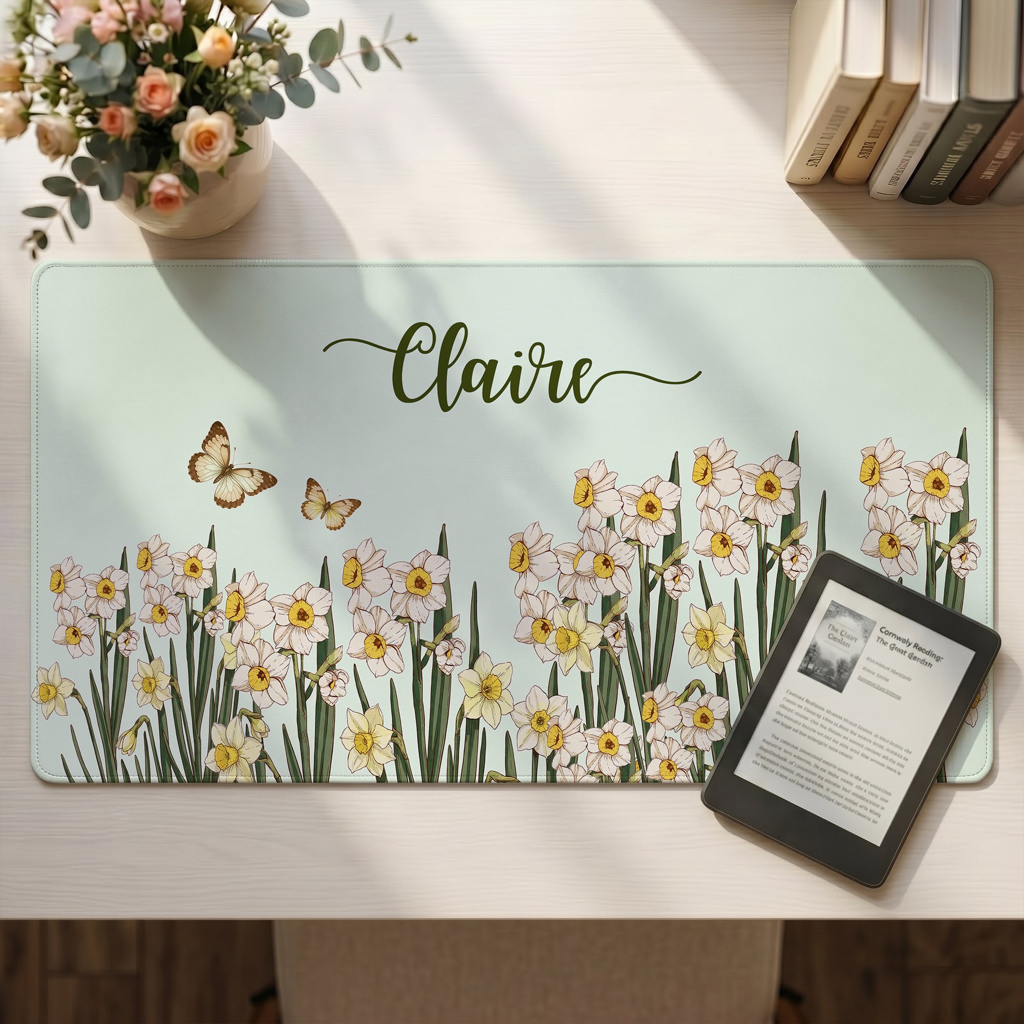 Personalizada Nacimiento Flor Antideslizante Gran Tamaño Alfombrilla de Ratón Alfombrilla de Escritorio con Nombre Sala de Juegos Uso Diario Regalo de Cumpleaños para Amigo