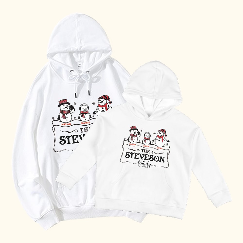 Personalizado Multicolor Copos de Nieve 1-5 Muñecos de Nieve Sudadera para Adulto Niño con Nombres Navidad Cumpleaños Regalo para la Familia