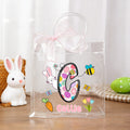 Conejito de Pascua personalizado Bolsa de regalo transparente con iniciales, nombre y lazo rosa Uso diario Fiesta de Pascua Regalo para niños Familia
