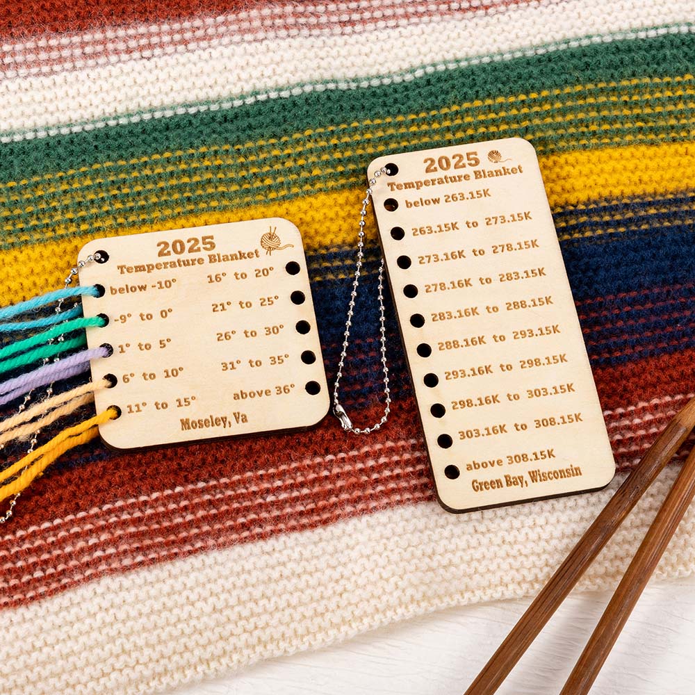 Personalizada Ubicación Temperatura Manta Diseño Carta de Colores con Cadena de Cuentas Crochet Accesorio Cumpleaños Día de la Madre Regalo para los amantes de tejer
