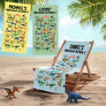 Toalla de playa personalizada con el alfabeto de un dinosaurio, de secado rápido y suave, con nombre, esencial para viajes Fiesta en la playa Cumpleaños Aniversario Regalo para niños