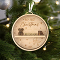 Estantería personalizada y oso de peluche de madera adorno del árbol de Navidad con el nombre y el año bloque de decoración del árbol primer regalo de Navidad para los nuevos padres recién nacidos