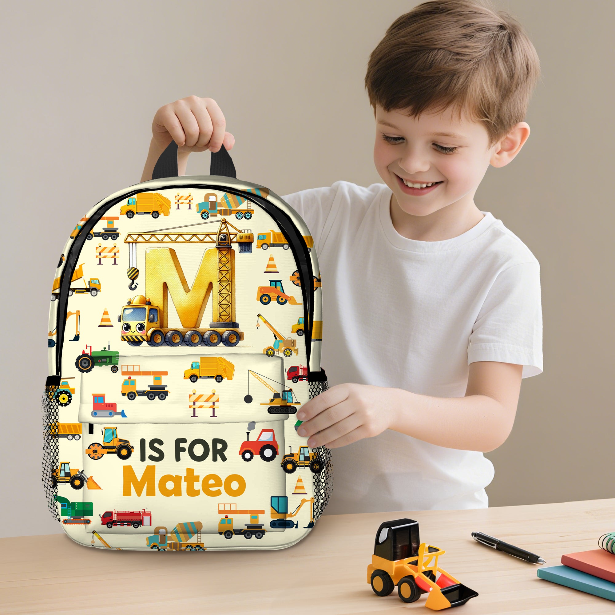 Mochila personalizada Dinosaurio Excavador Fantasía Unicornio con nombre y bolsillos laterales Regalo de cumpleaños de vuelta al cole para niños Niñas