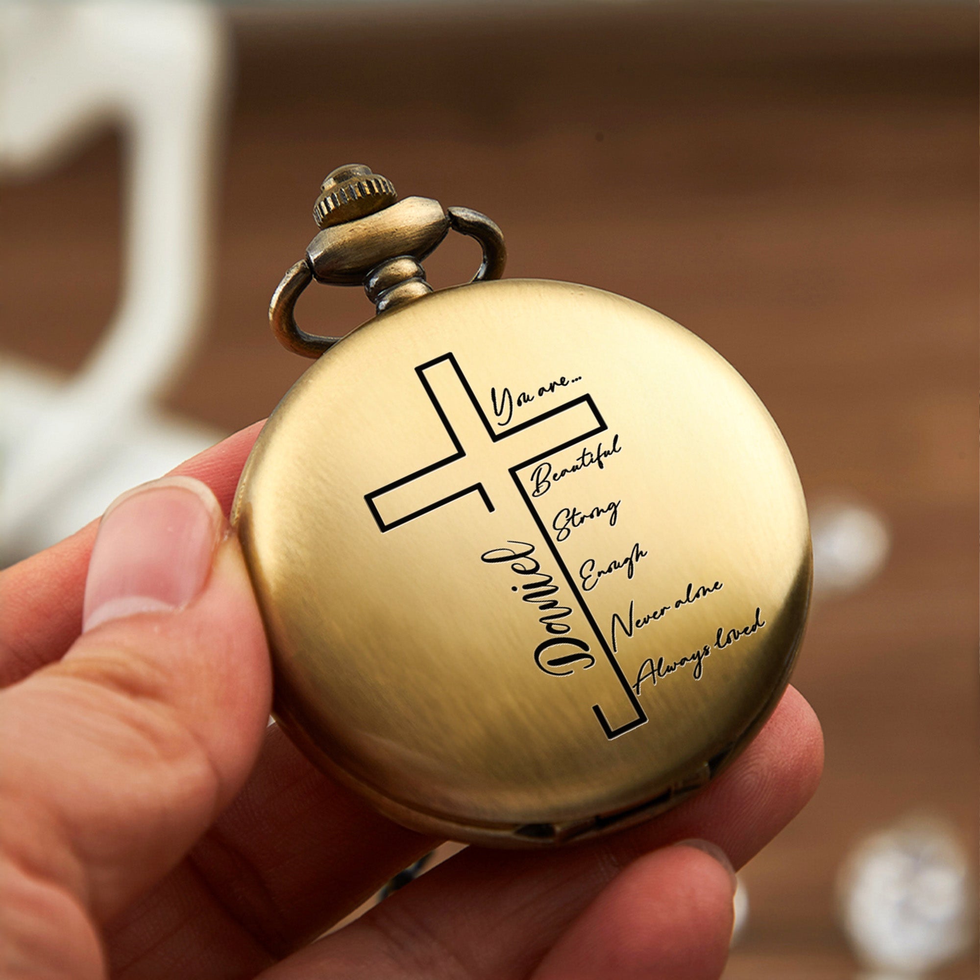 Personalizada Biblia Cristiana Cruz Reloj de bolsillo con nombre grabado Cumpleaños Graduación Bautizo Regalo para Christen Padre Hijo