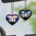 Personalizado en forma de corazón Memorial Espejo retrovisor del coche Ornamento Familia Personajes de dibujos animados con nombre Decoración del coche Regalo de cumpleaños para los padres seres queri