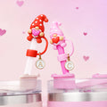 Pajita reutilizable Corazón de Gnomo Personalizada con Inicial Accesorio para Vaso Stanley Regalo de San Valentín para Pareja