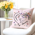 Personalizado Corazón Contorno Mano en Mano Floral Suave Funda de Almohada con Nombre Decoración del Hogar Día de la Madre Cumpleaños Regalo para Mamá Dueña de Mascota