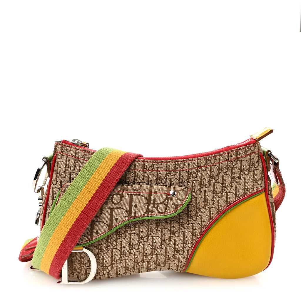 Christian Dior Monogram Rasta Double Saddle Beige
