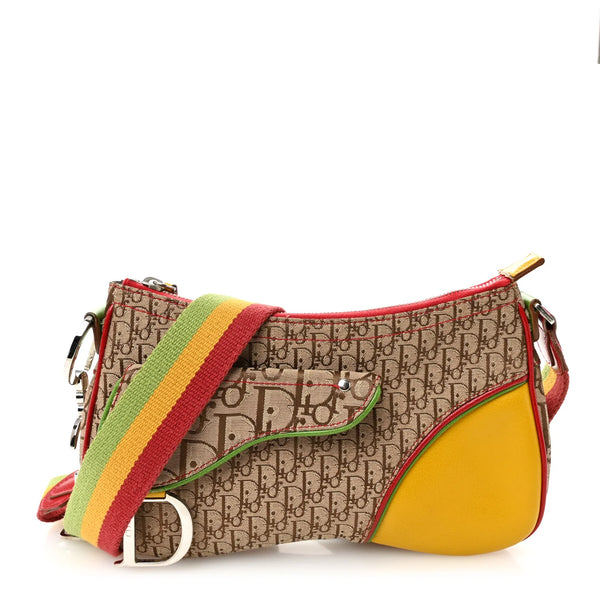 Christian Dior Monogram Rasta Double Saddle Beige