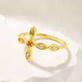 Anillo Personalizado Cruz Dainty con 1-6 Piedras de Nacimiento Aniversario Día de la Madre Regalo de Navidad para la Mujer Familia